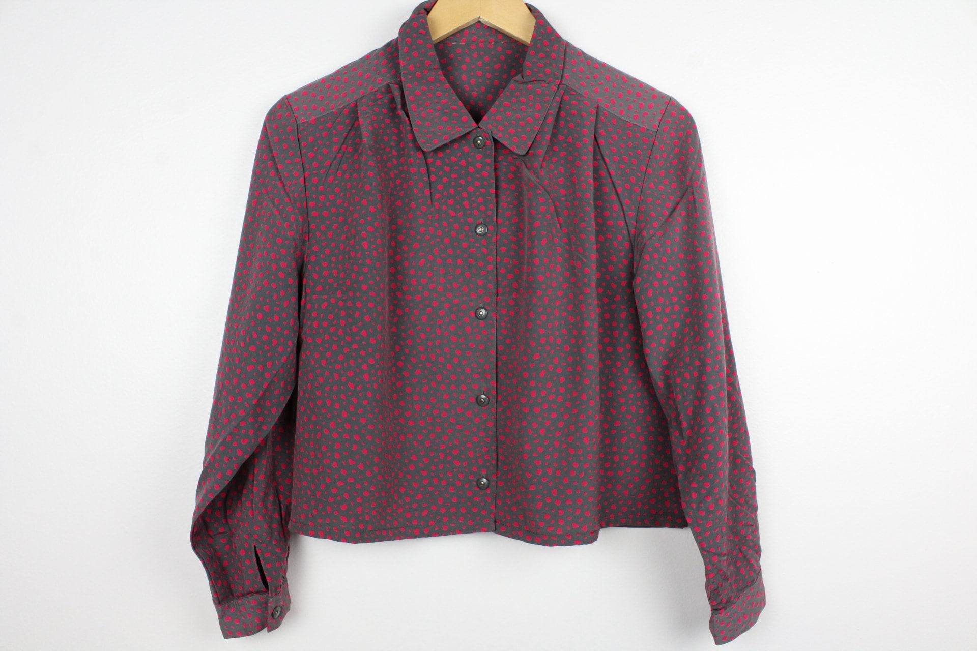 Reworked Vintage Cropped Long Sleeve Button Up Shirt